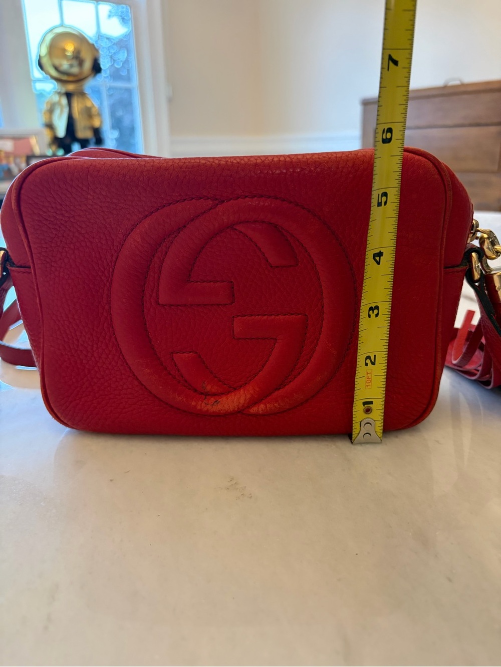 Gucci Red Pebbled Leather Crossbody with Tassel - Picture 9 of 12